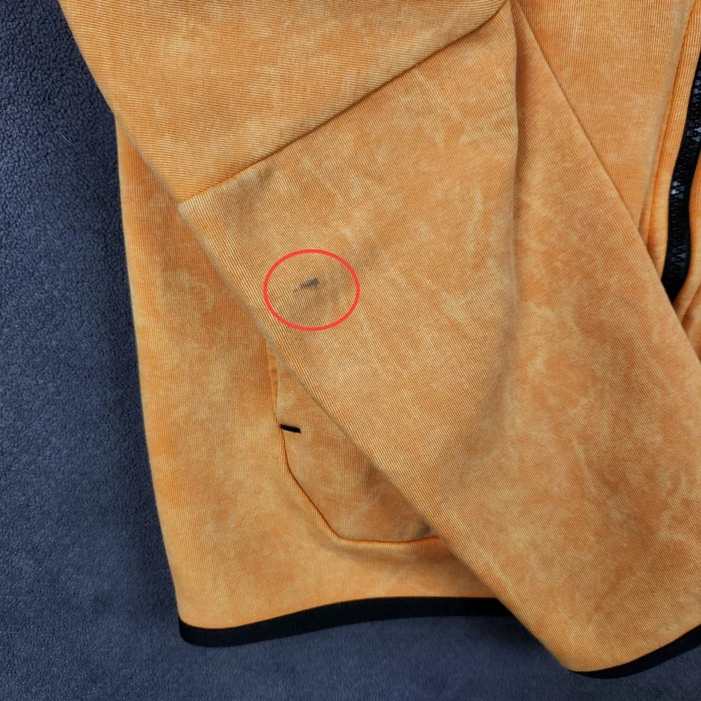 Nike Tech Fleece Full Zip Hoodie Mens XS Kumquat Orange‎ Acid Wash DM6515-886